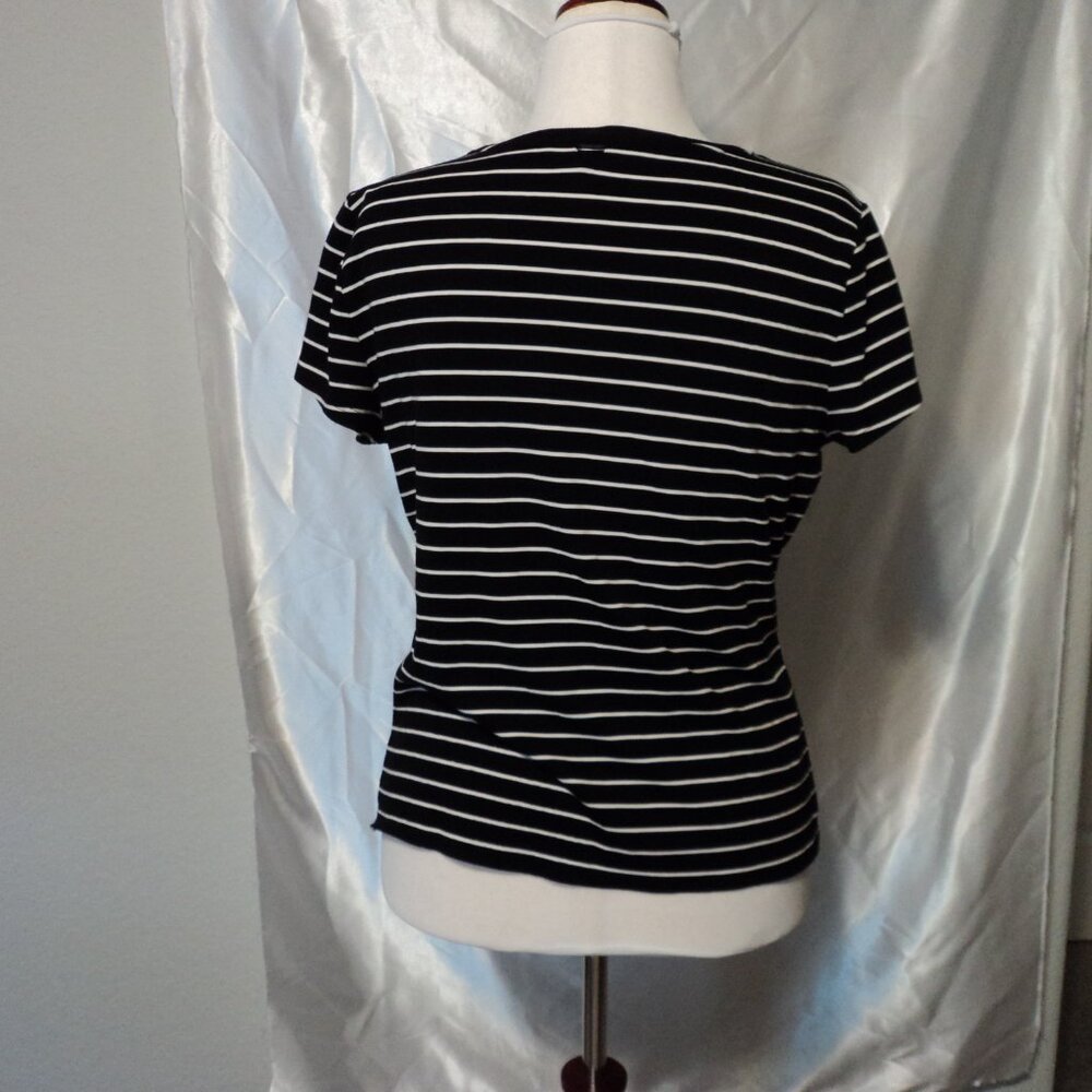 Women's Black with White Strips Top - Picture 3 of 6